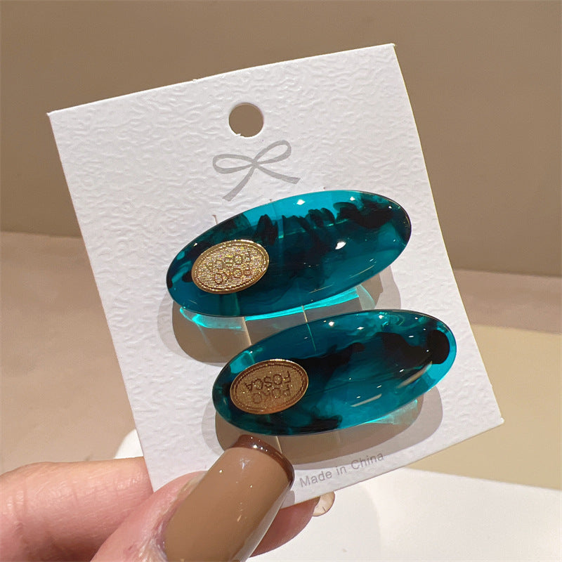Oval Acetate Small Duckbill Clip Fashion Hairpin