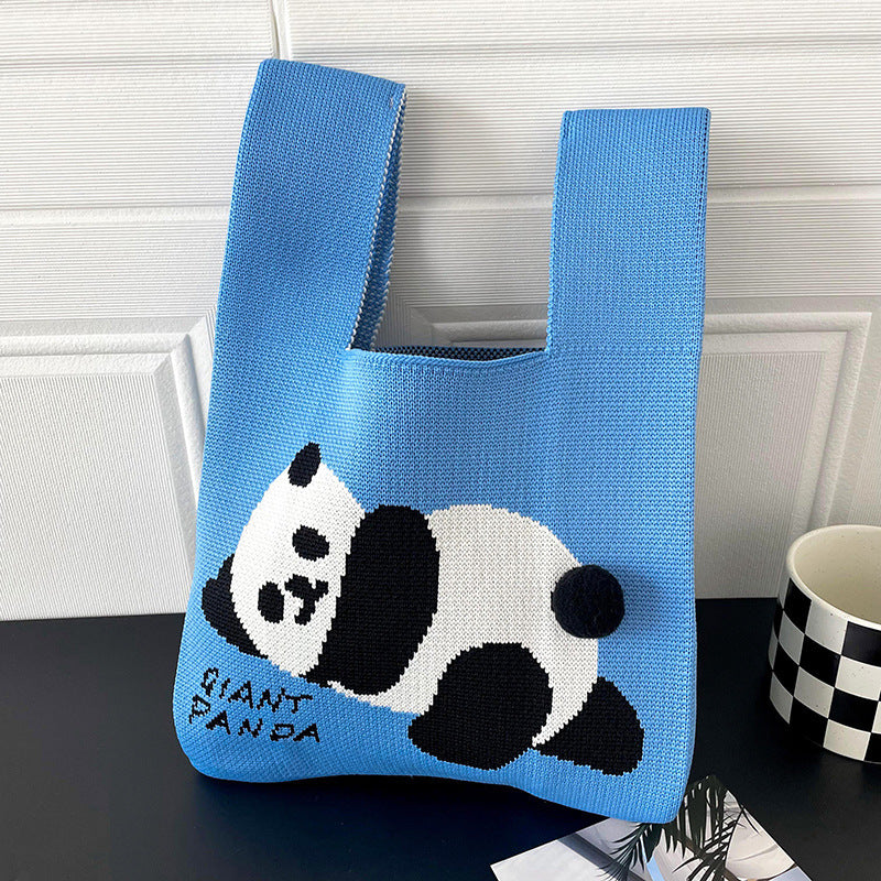 Vesttaske Strikket Sød Panda Skuldertaske