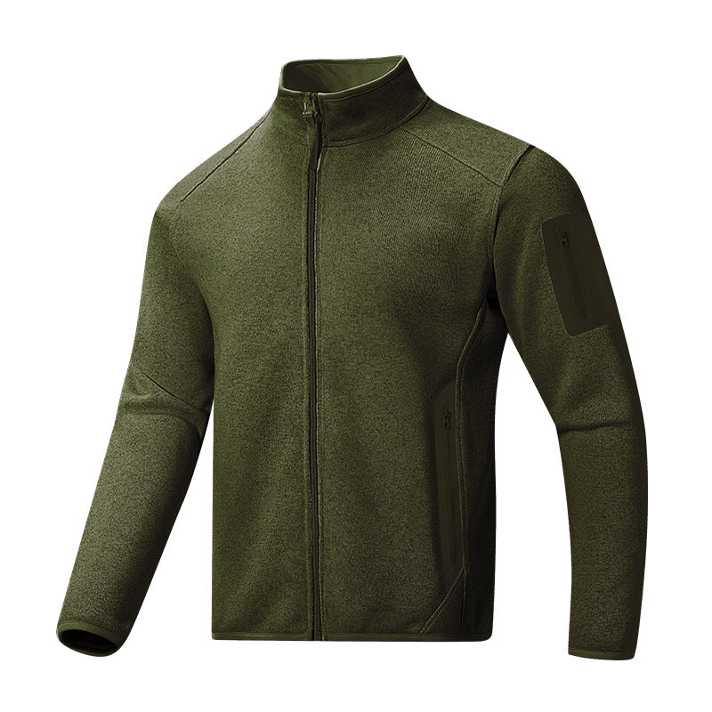 Outdoor Sports Stand Collar Men's Cardigan Tide Fleece Sweater Coat