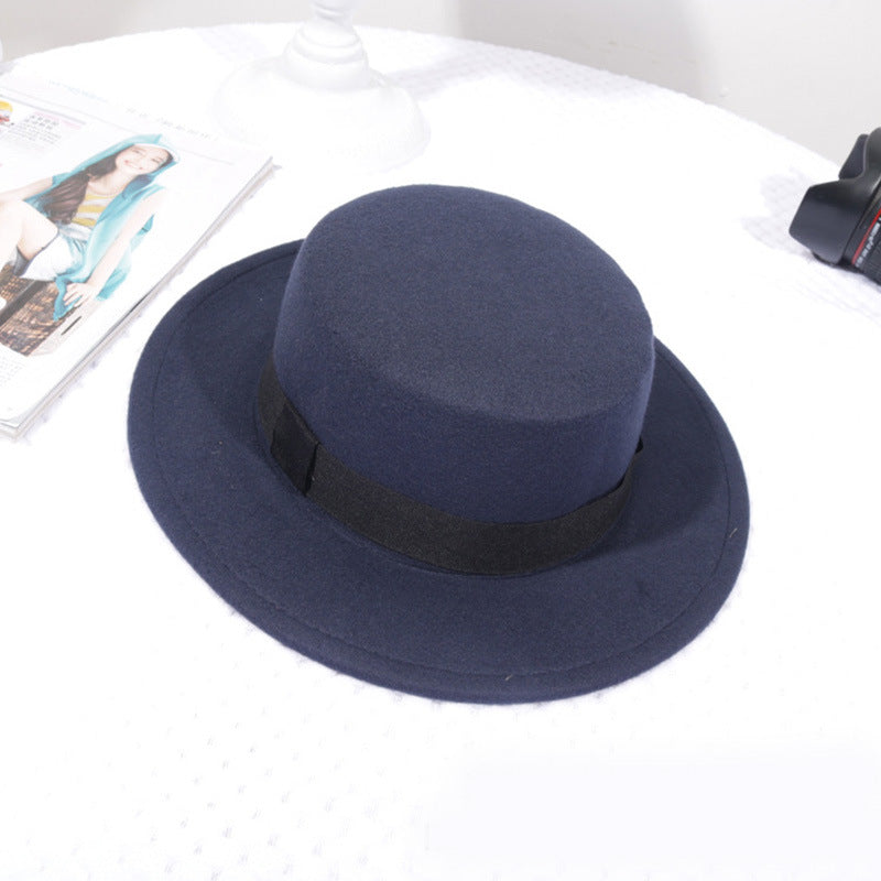 Flat Top Retro British Big Brim Fedora Hat Street Leisure