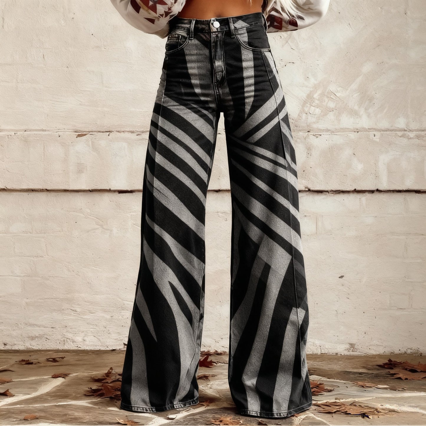 Plus-size Casual Versatile Wide-leg Pants For Women Faux Fabric