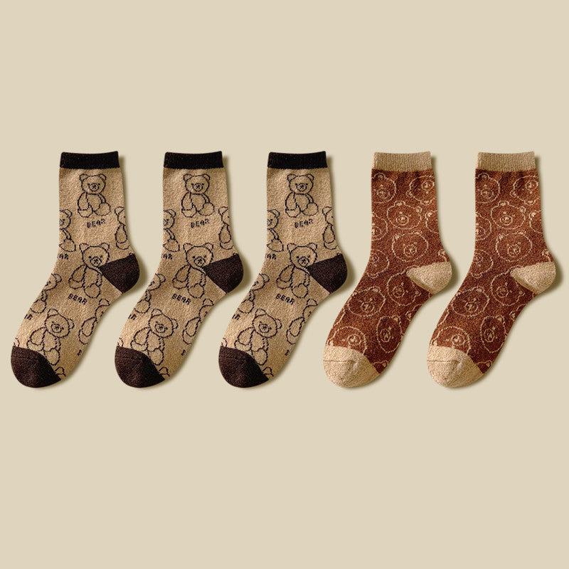 Thick Socks Women's Pure Cotton Tide Medium Tube Cute Plus Velvet