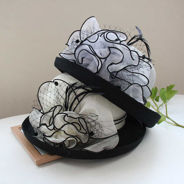 Top Hat Curling Women's Lightweight Linen Curling Flower Sun Hat