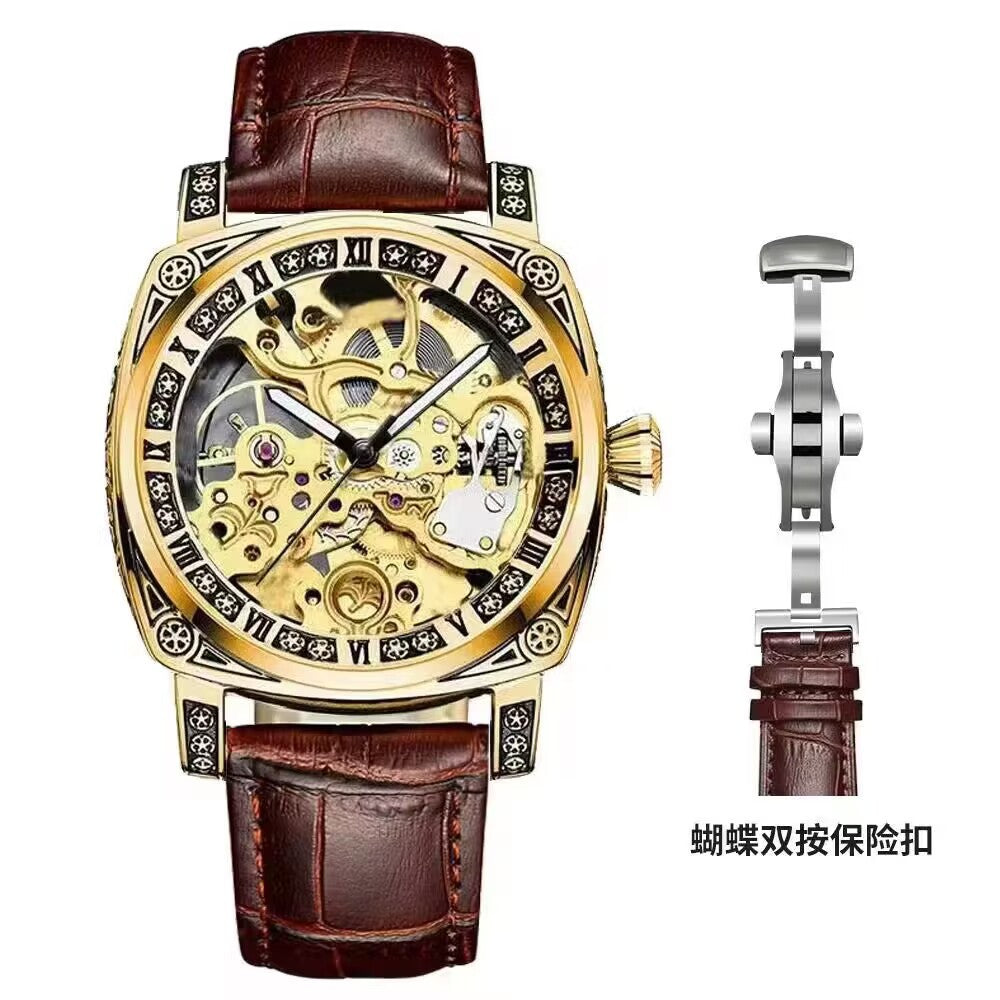 Relief-cut Hollowed-out Fully Automatic Mechanical Watch For Men