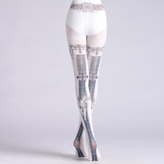 Angel Demon Printed Pantyhose Base Socks