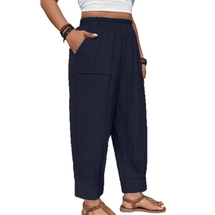 Loose-fit Capri Pants With An Elastic Waistband And Pockets