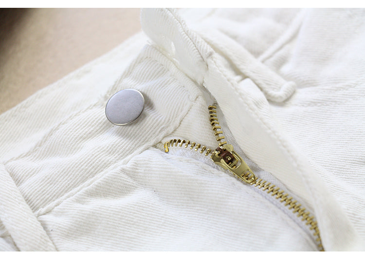 New Ripped White Denim Skirt Women's Spring And Summer