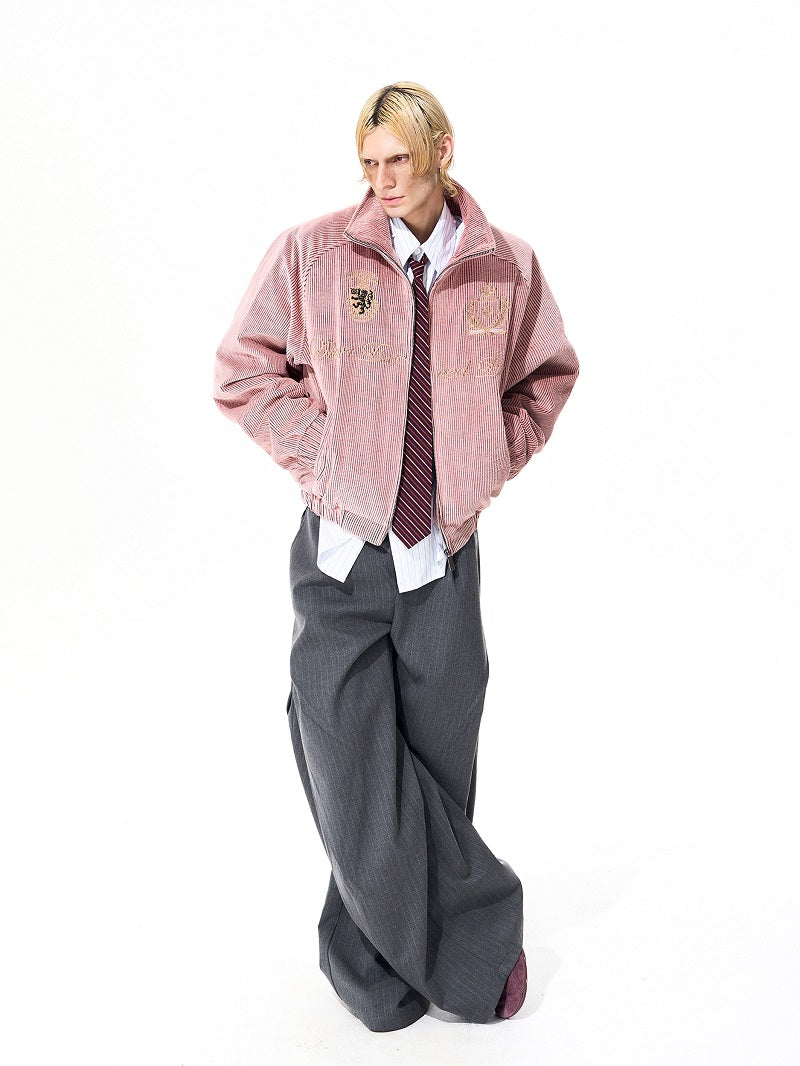 Men's Autumn And Winter Noble Embroidered Badge Men's Stand Collar Jacket