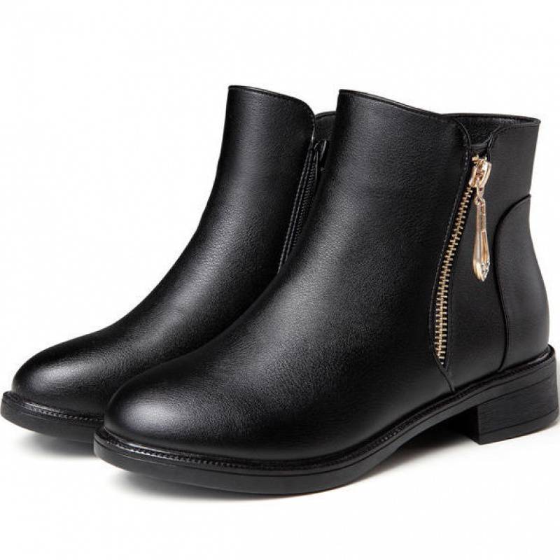 Women's Thick-heeled Non-slip Round Toe Soft-soled Martin Boots