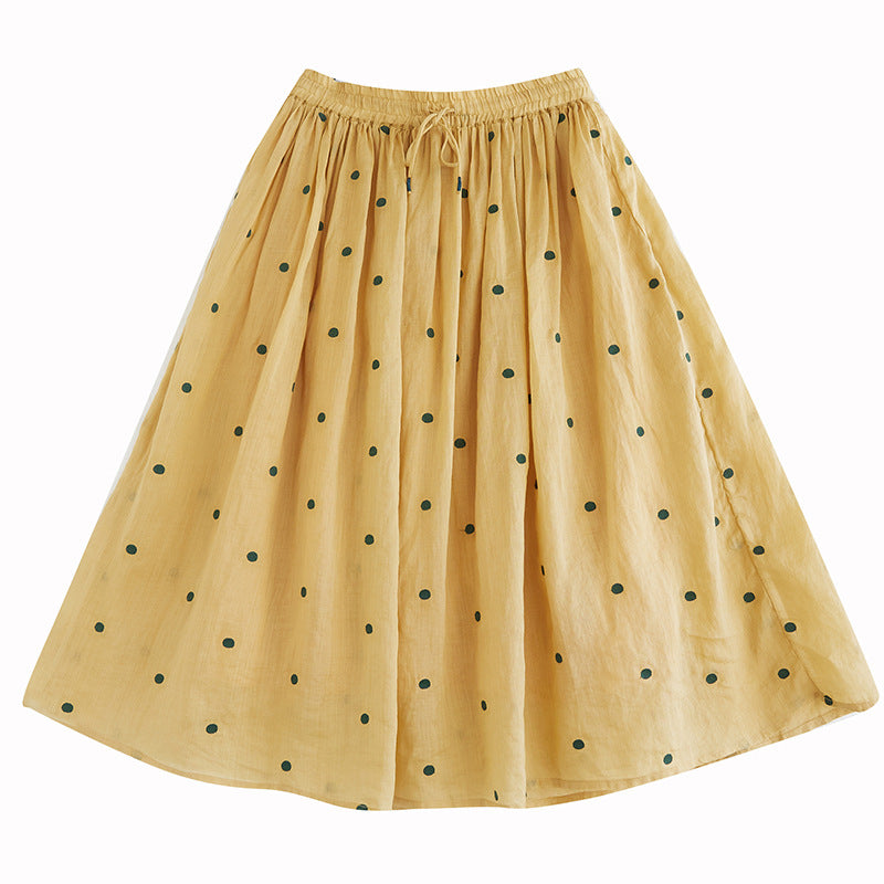 Cotton And Linen Skirt Women's Temperament Figure Flattering Flowy Long Skirt