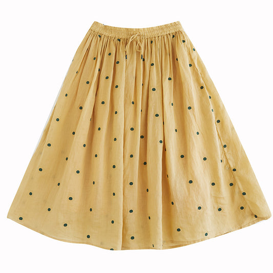 Cotton And Linen Skirt Women's Temperament Figure Flattering Flowy Long Skirt