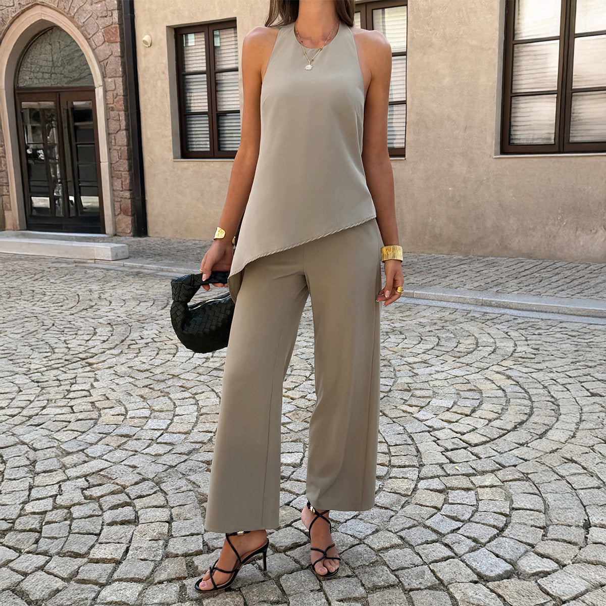 Women's Casual Holiday Halter Top And Pants Set