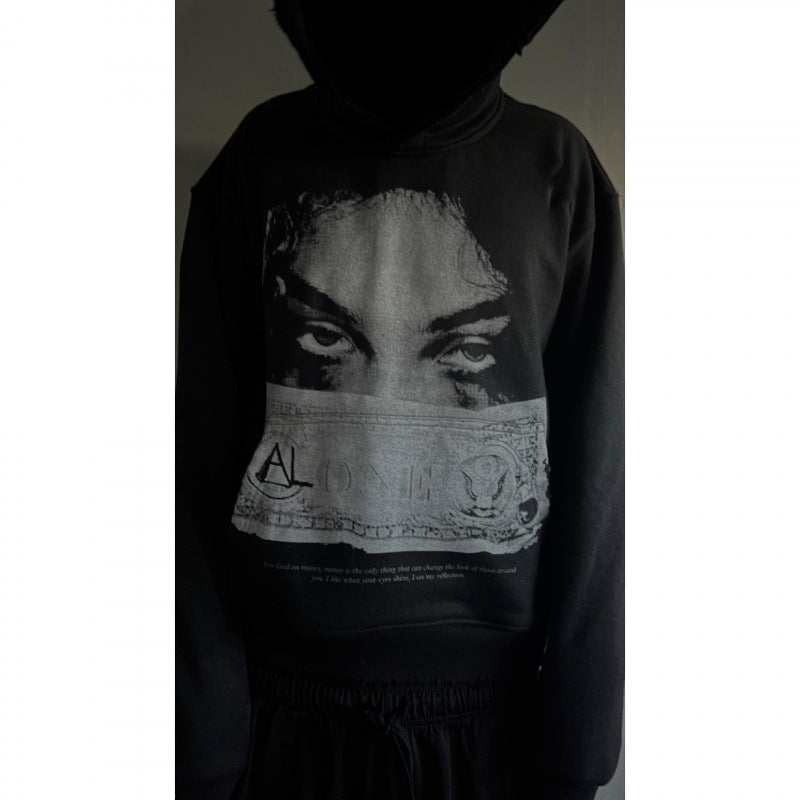 Dame sweatshirt med personligt mørkt print