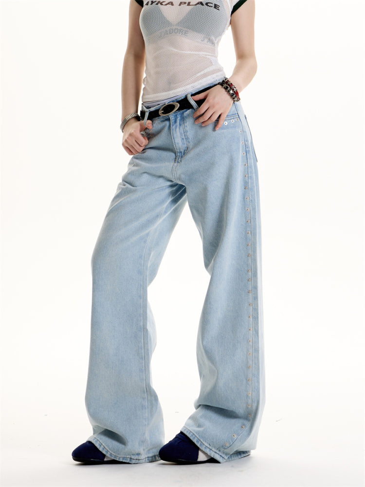 Hot Girl Style Rivet Design Sense Matchet Pants