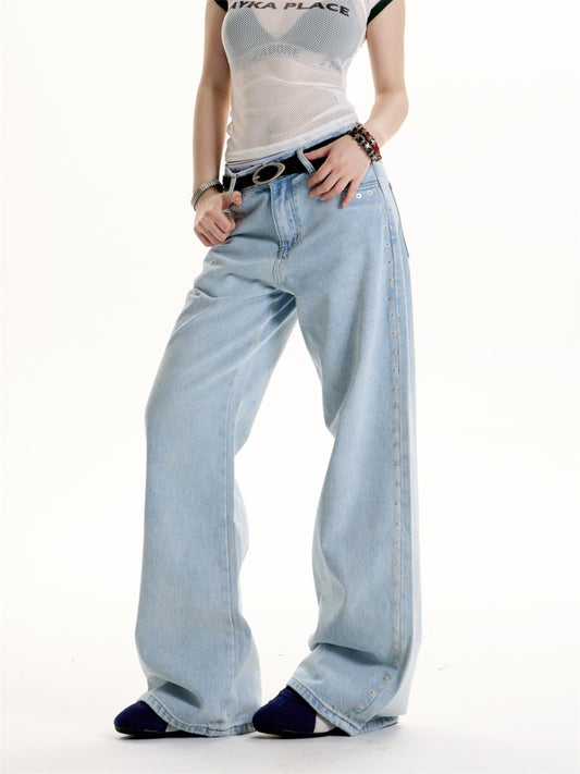 Hot Girl Style Rivet Design Sense Matchet Pants