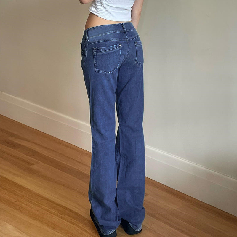 Hvidvaskede Jeans med Høj Talje Afslappede Bukser