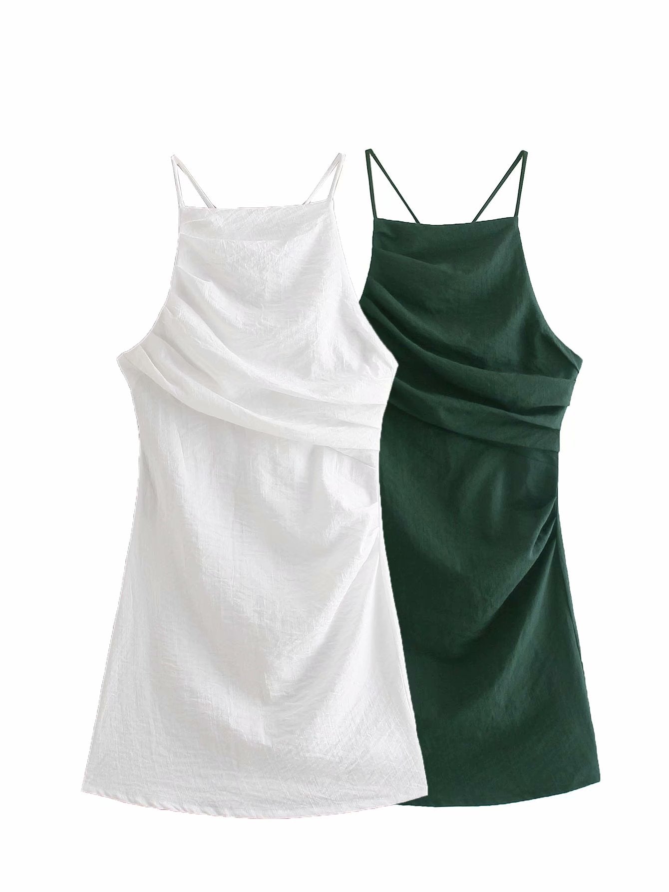 European And American New Pleated Suspender Sexy Dress