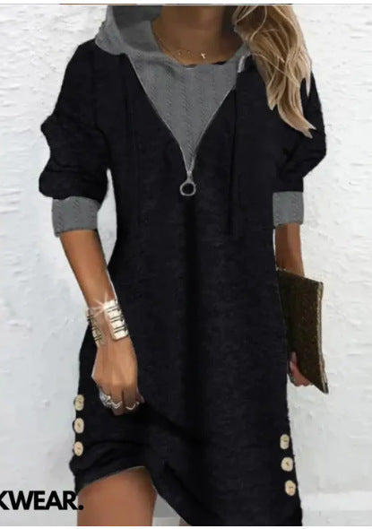 Women's Long Sleeve Round Neck Patchwork Top