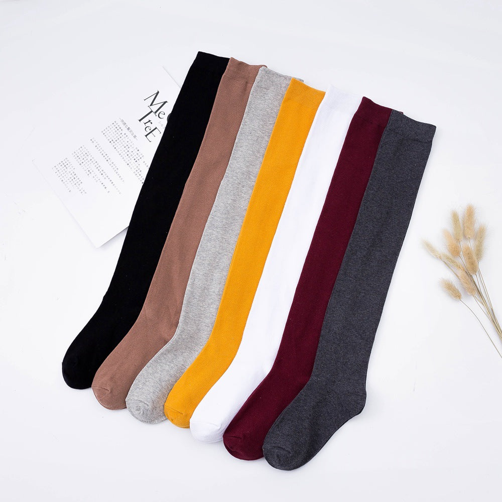 Women's Cotton Long Tube Autumn And Winter Knee Socks Solid