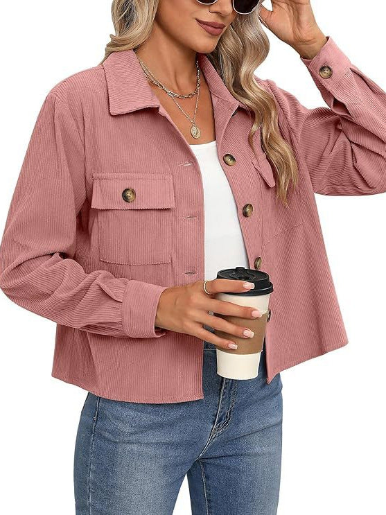 Short Corduroy Button Navel Jacket Short Coat Cross Border