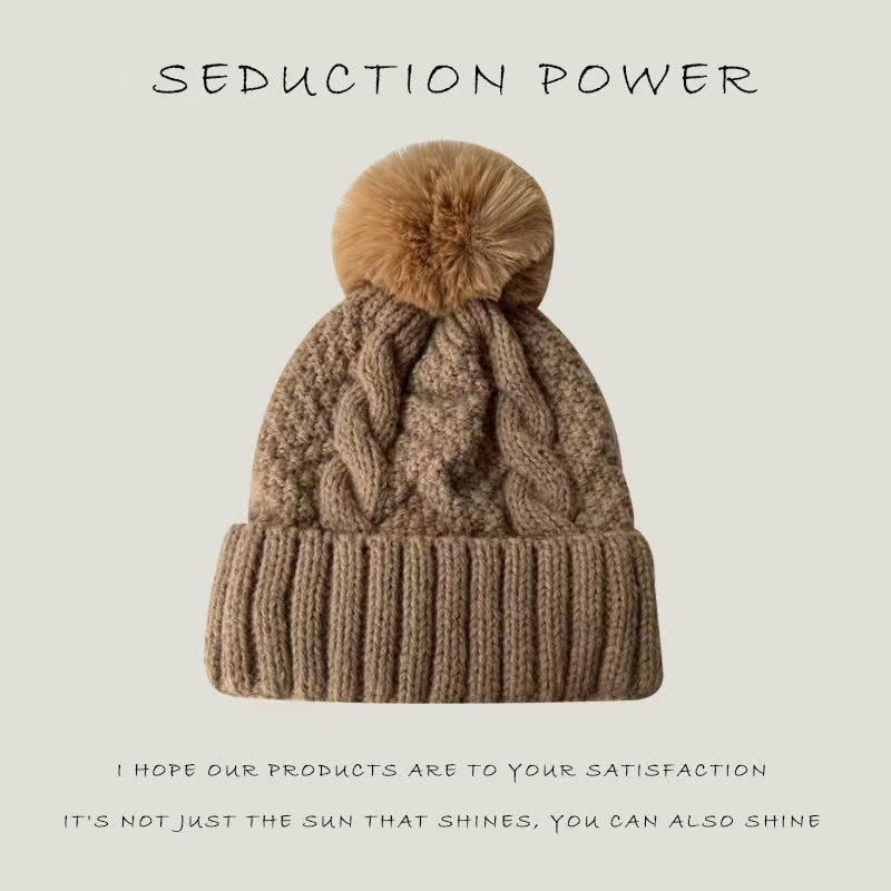 Winter New Knitted Hat All-matching Woolen Hat Solid Color Knitted Hat