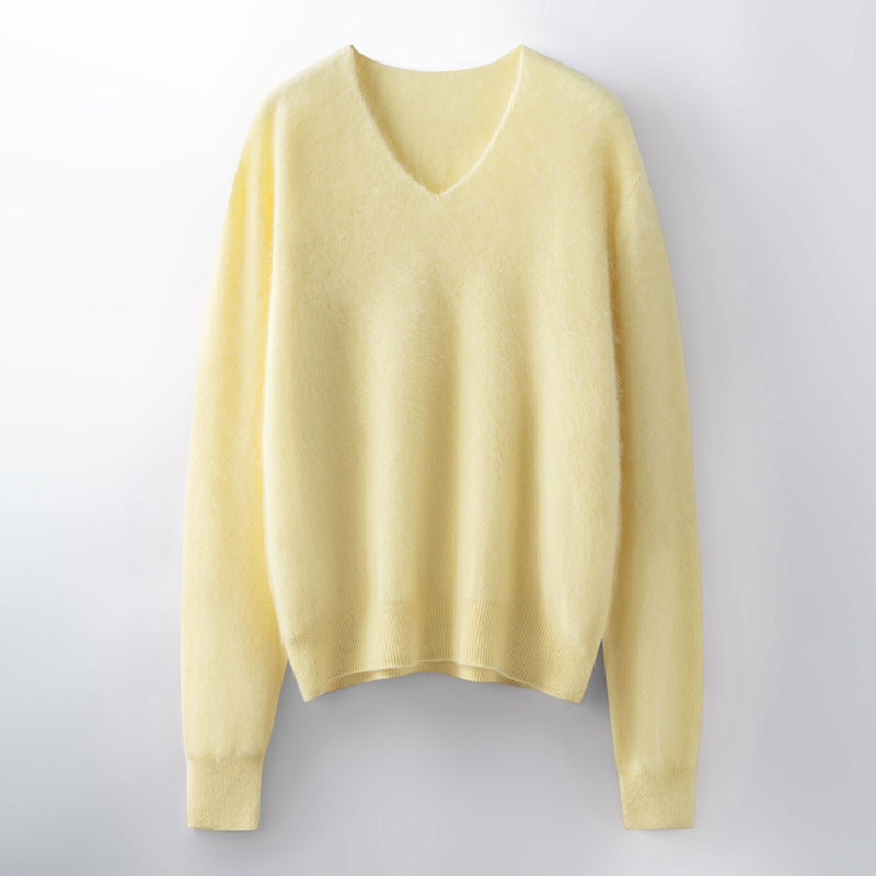 Versatile Loose-fitting Brushed Sweater In A Solid Color