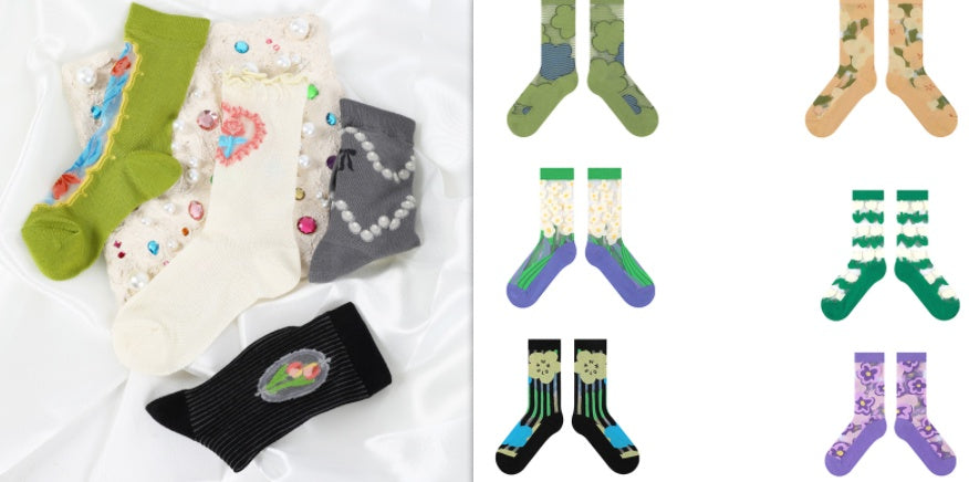 Retro Fashion Patterned Stockings Thin