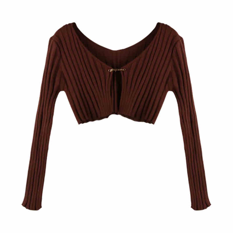 Deep V-neck Low Cut Cardigan Top Ultra-short Shawl