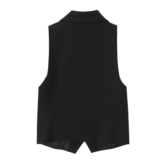 Spring Solid Color Sleeveless Shirt Style Straight Cut Vest Loose Mini Skirt Women