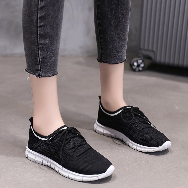 Pure Color Breathable Mesh Women's Single Shoes