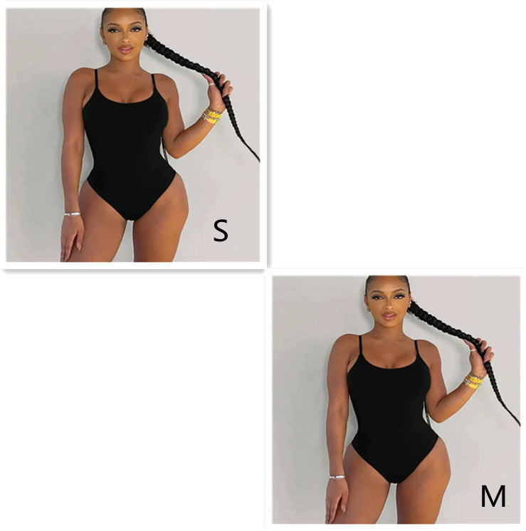 Sling Backless Tether Plus Size Solid Color Triangle One-piece Swimsuit