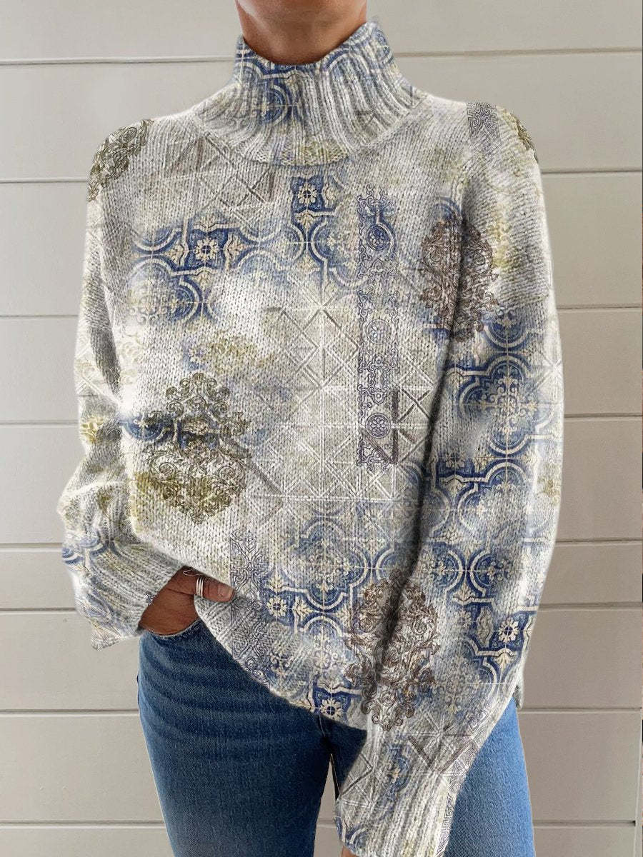 Dame enkel printet afslappet frakke cardigan sweater