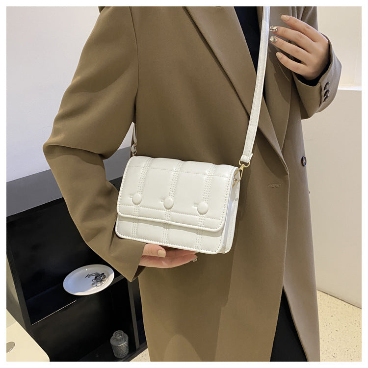 Simple Shoulder Crossbody Solid Color Casual Line Pressing Small Square Bag