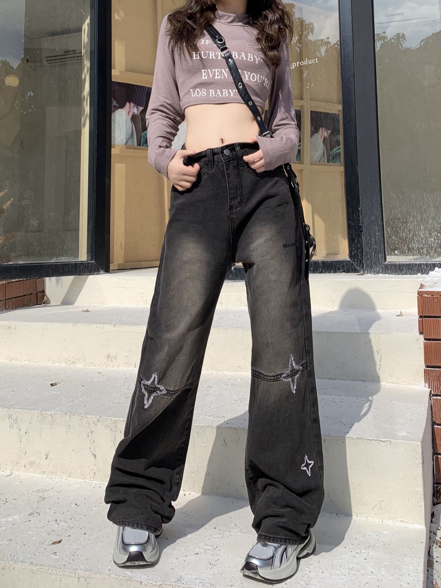 Women's Jeans New Fashion Retro Straight-leg Pants Design