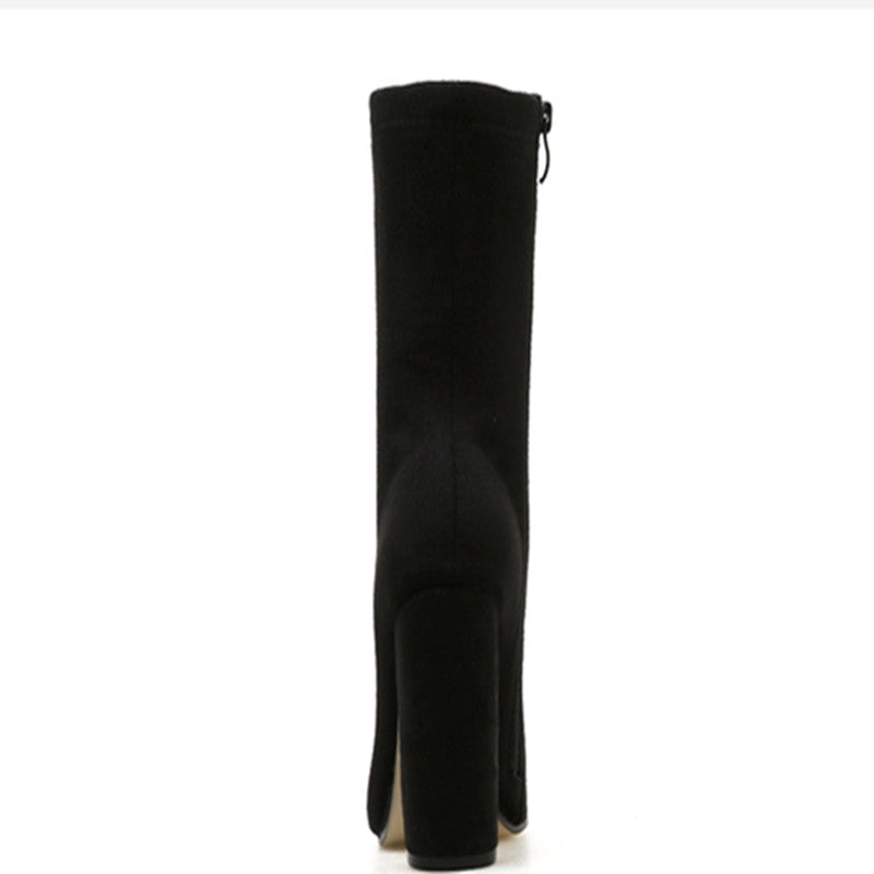 Women's Chunky High Heel Boots Pointed Toe Shoes