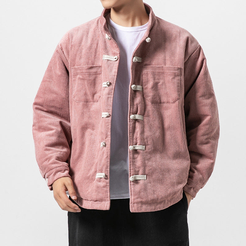 Men's Chinese Retro Stand Collar Buttoned Cotton Jacket