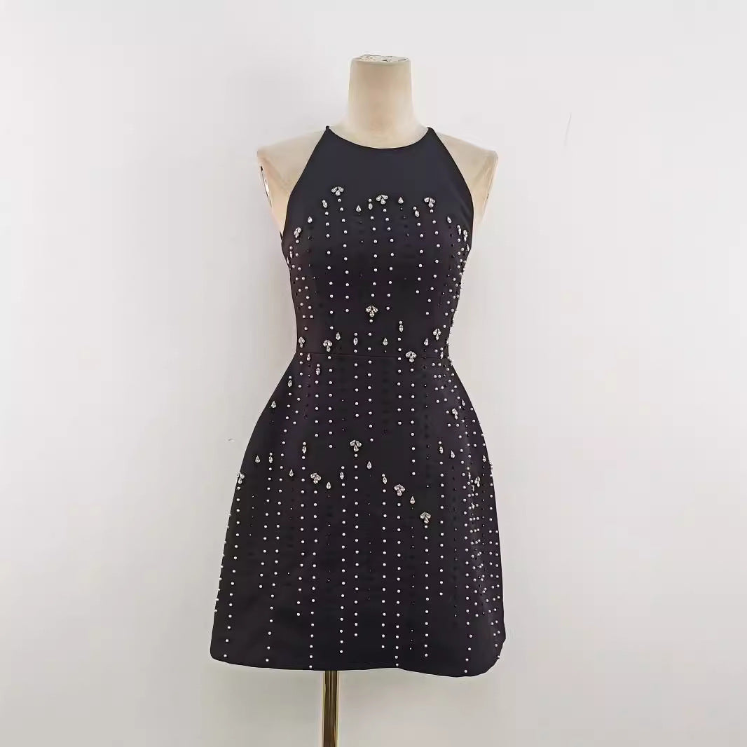 New Elegant Intricately Beaded Cocktail Mini Dress