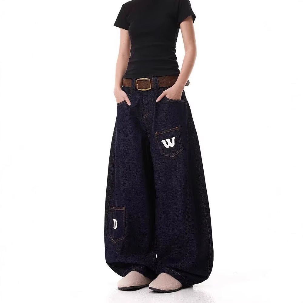 Letter Print Cropped Machete Jeans