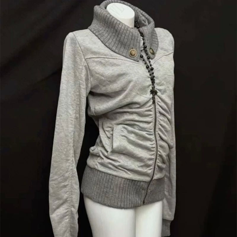 Fashionable American retro y2k brown jacket versat