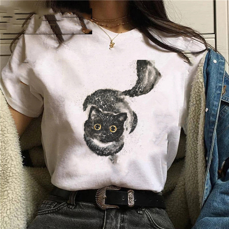 Personalized Cartoon Christmas Bee Print Regular Short Sleeve