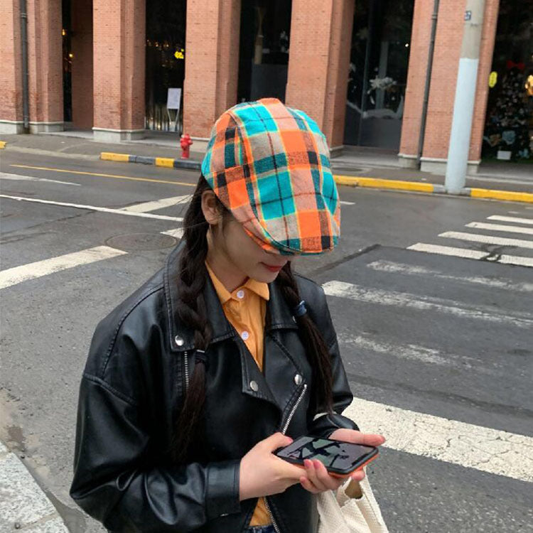 Women's Fashion Plaid Vintage Versatile Beret