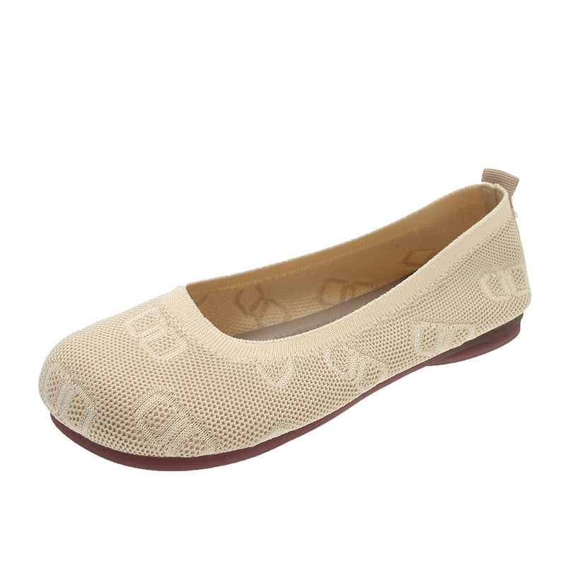 Soft Bottom Pumps Women's Knitted Woven Low-cut Flat Shoes