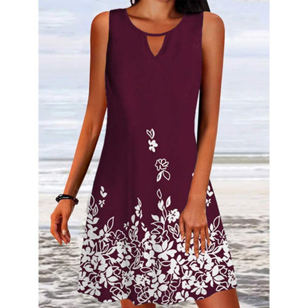 Womens Loose-Fit Printed Long-Sleeve Designer Floral Dress