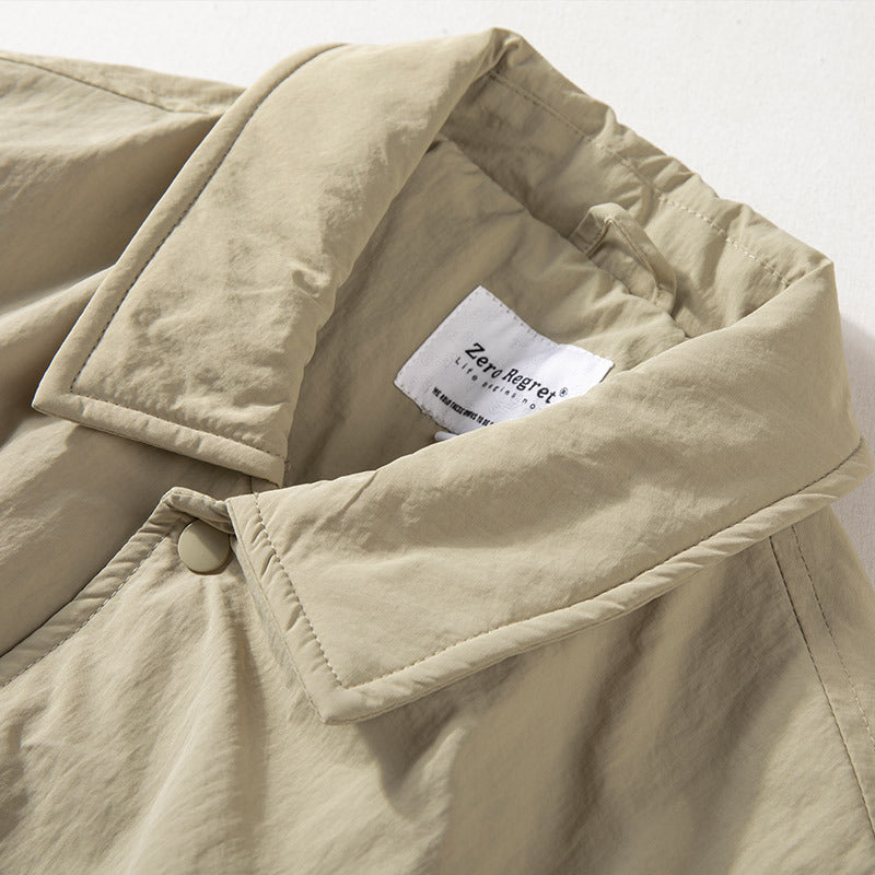 Retro Revers Herre Mellemlang Termisk Vatteret Trenchcoat