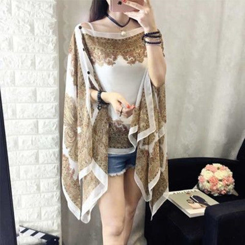 Fashionable Women's Multifunctional Printed Chiffon Shawl