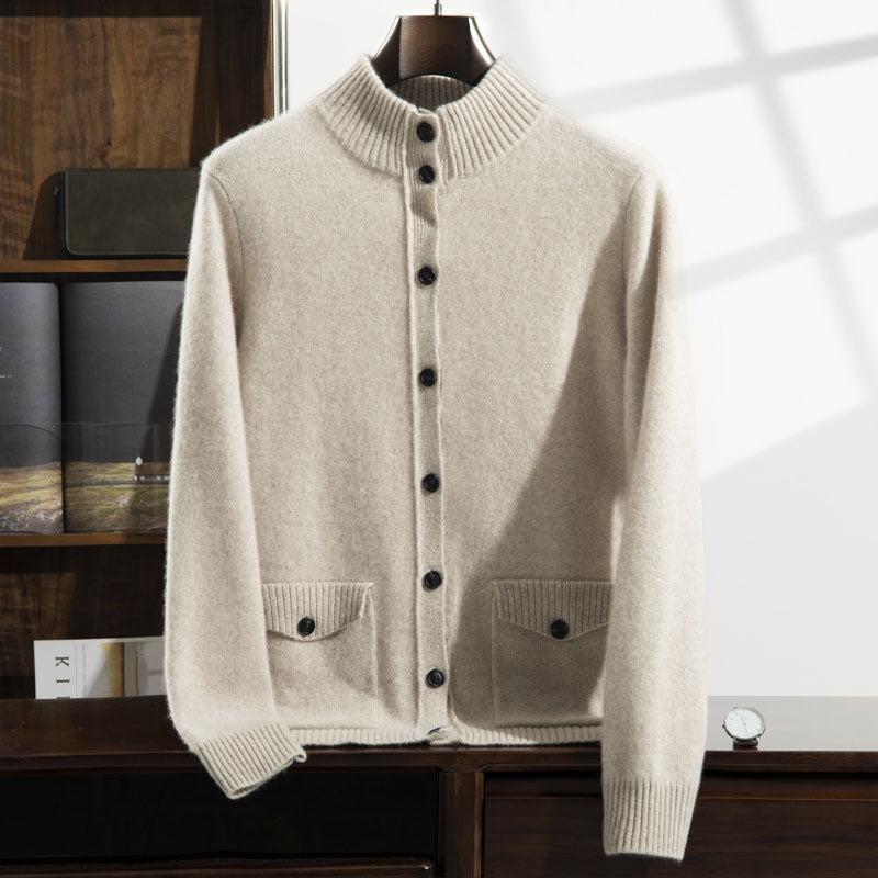 Men's Long-sleeved Jacket Casual Thick Versatile Half-high Collar