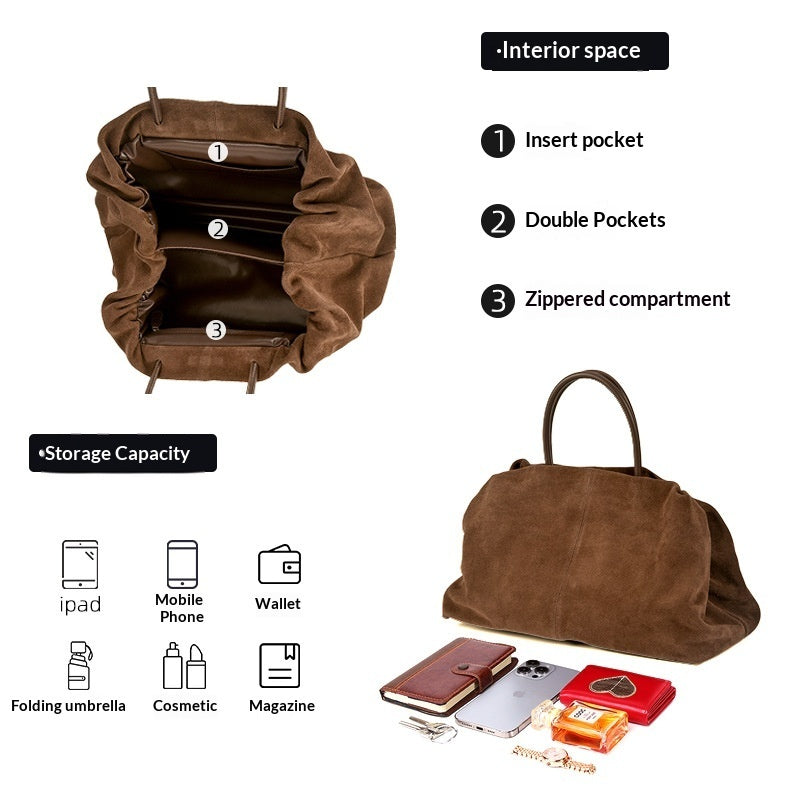 Matte Cowhide Premium Retro-style Commuter Tote Bag