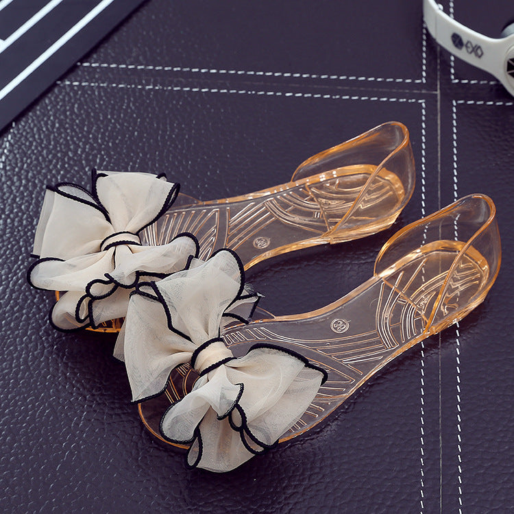Women's Bowknot Transparent Flat Sandals