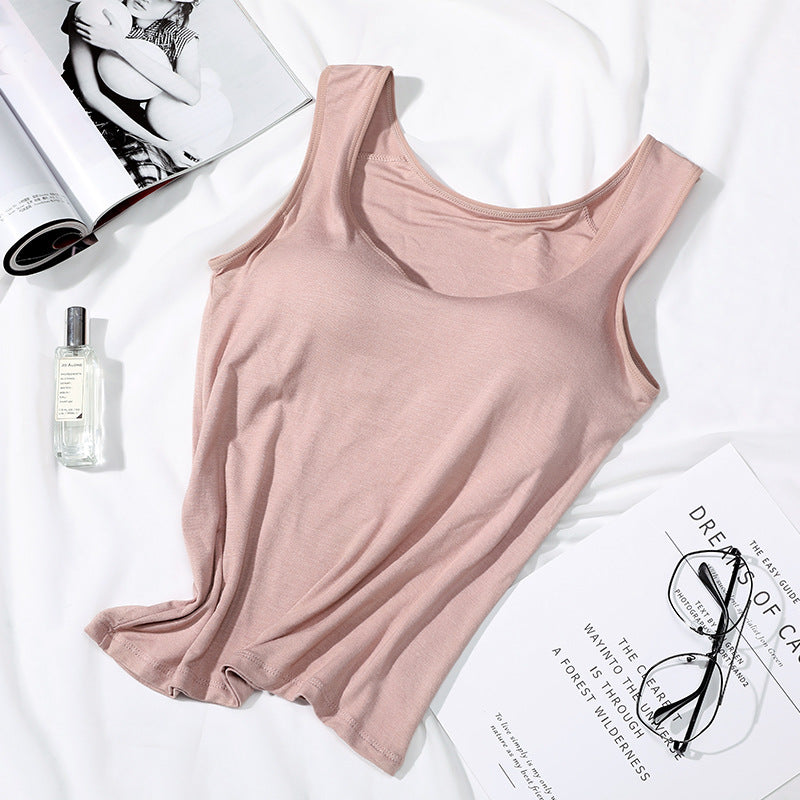 Camisole With Chest Pads Outerwear Base Layer Spaghetti Strap Top