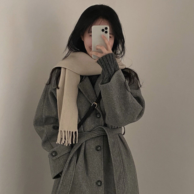 Temperament Long Woolen Coat
